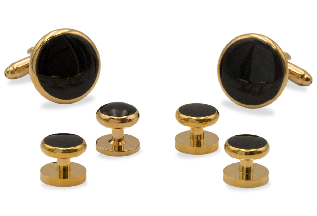 San Carlos Black Cufflinks & Stud Set