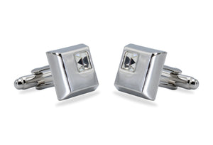 Palmira Chrome Diamonte Cufflink