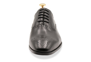 Mendoza Medallion Black Oxford Leather Shoes