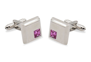 Palmira Chrome Pink Diamonte Cufflink