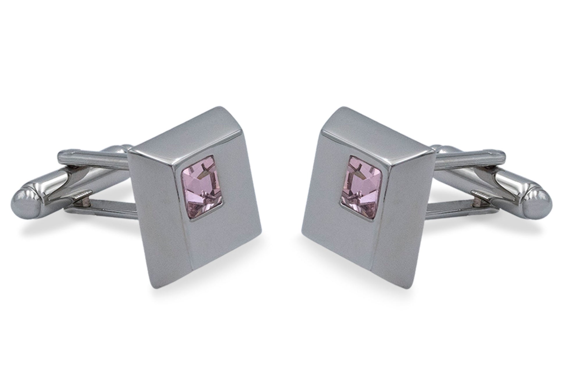 Palmira Chrome Baby Pink Diamonte Cufflink