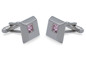 Palmira Chrome Baby Pink Diamonte Cufflink