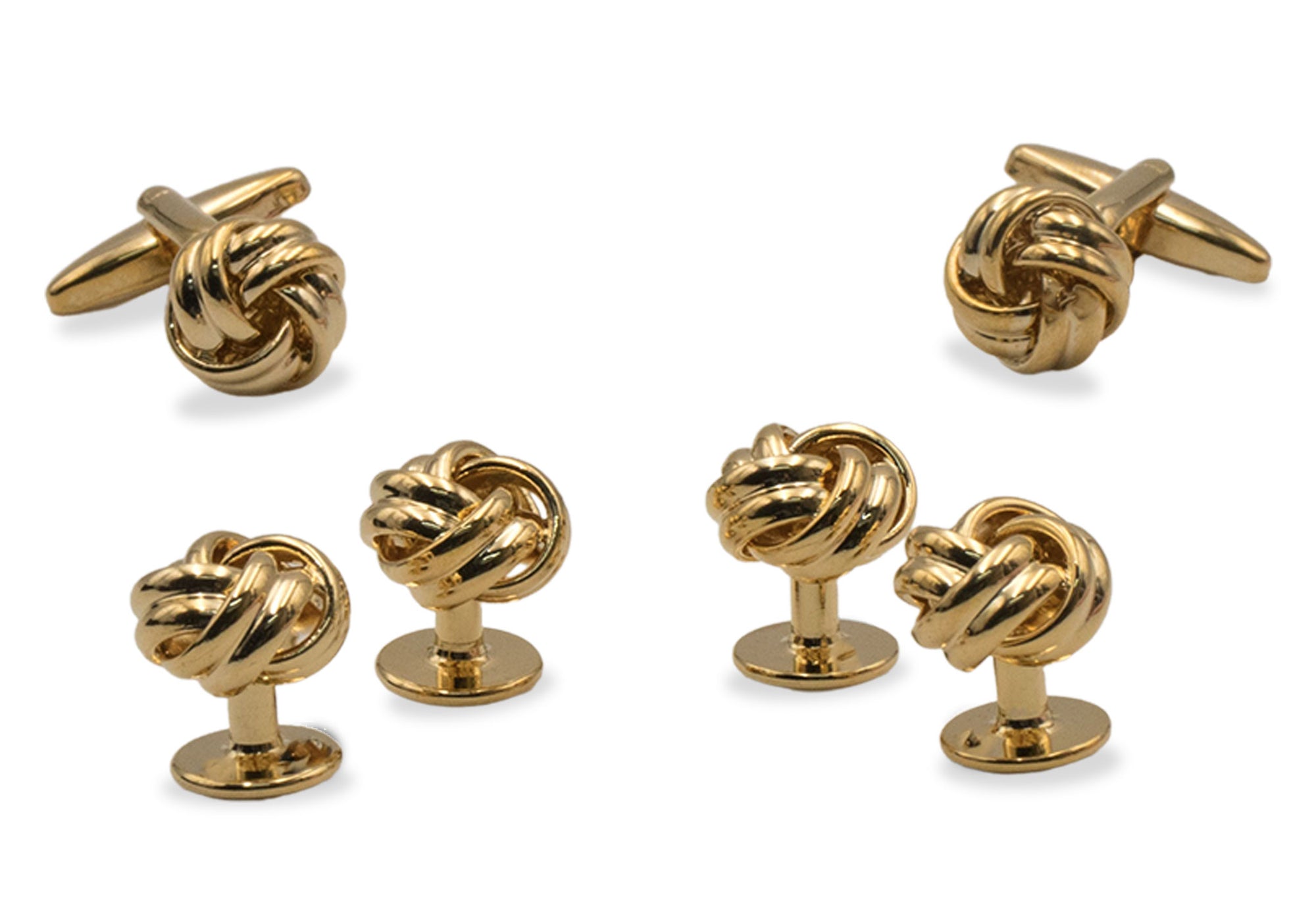 Ojeda Gold Chrome Knot Cufflinks & Stud Set