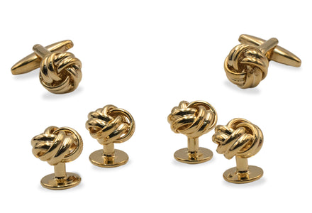 Ojeda Gold Chrome Knot Cufflinks & Stud Set