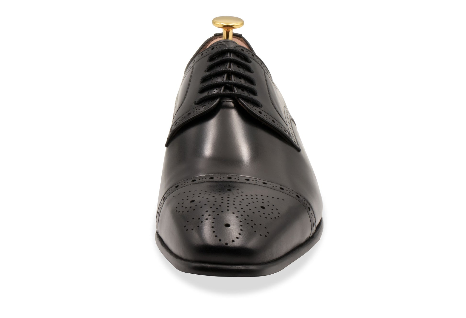 Olivos Medallion Black Derby Leather Shoes