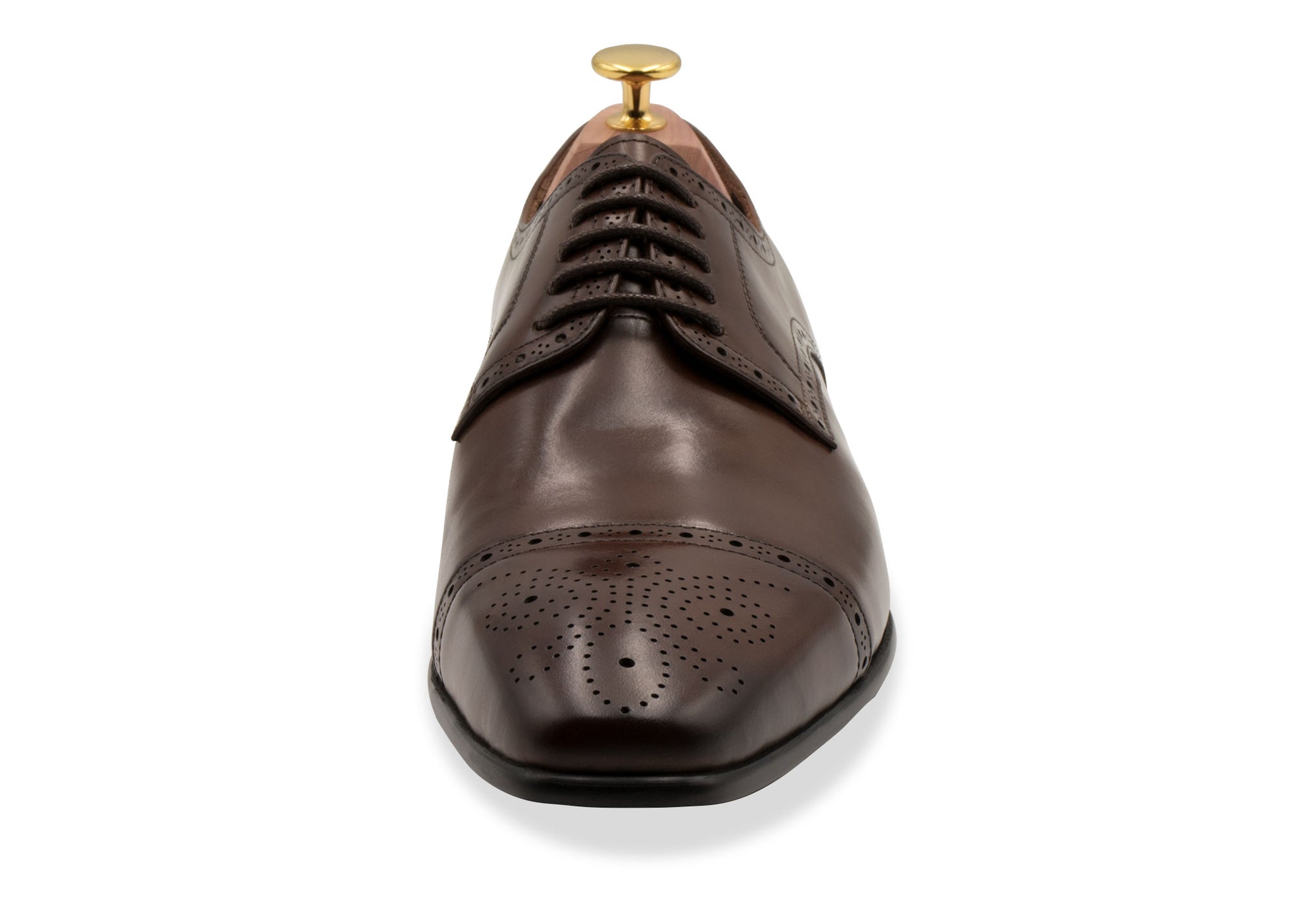 Olivos Medallion Pecan Derby Leather Shoes