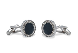 Mamporal Black Diamonte Chrome Cufflink