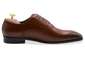 Mendoza Medallion Chestnut Oxford Leather Shoes