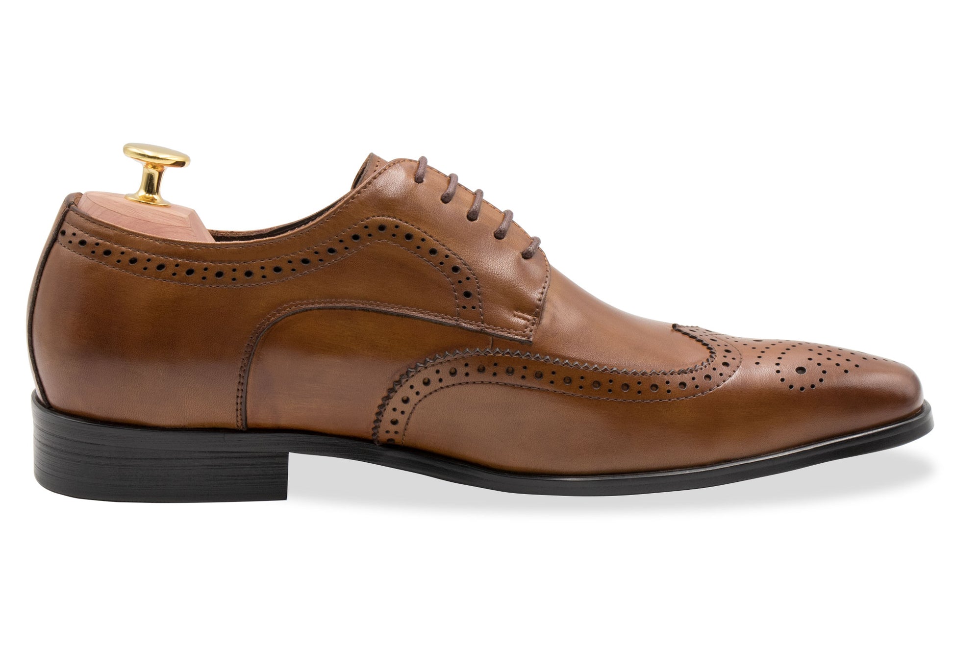 Caseros Wingtip Chestnut Derby Leather Shoes