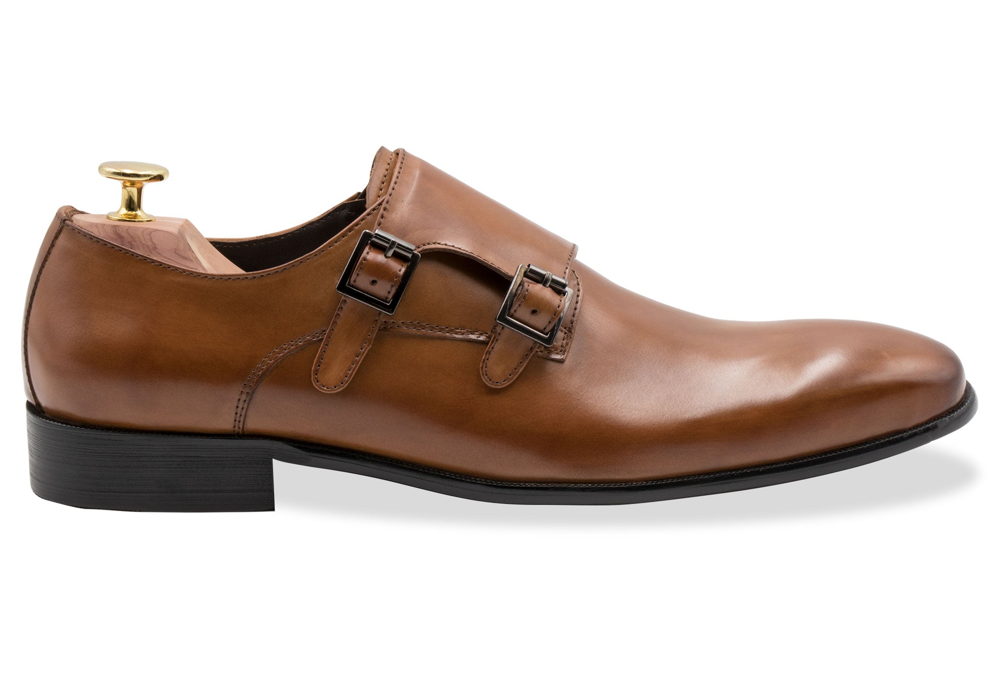 Gallegos Chestnut Double Monk Leather Shoes