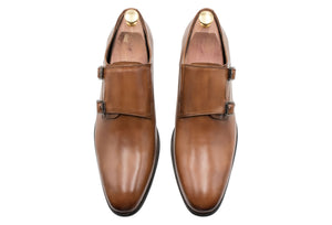 Gallegos Chestnut Double Monk Leather Shoes