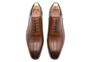 Mendoza Medallion Chestnut Oxford Leather Shoes